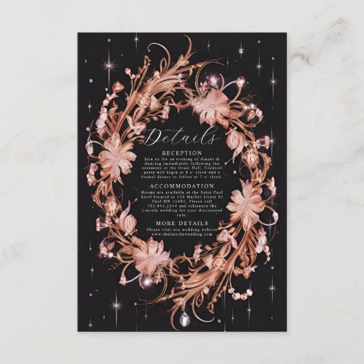 繊細な黒華美フローラ結婚ズ エンクロージャーカード (正面)