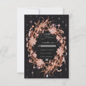 繊細な黒華美フローラ結婚ズ 出欠カード (正面)