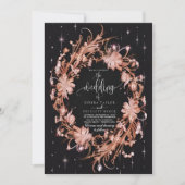 繊細な黒華美フローラ結婚ズ 招待状 (正面)