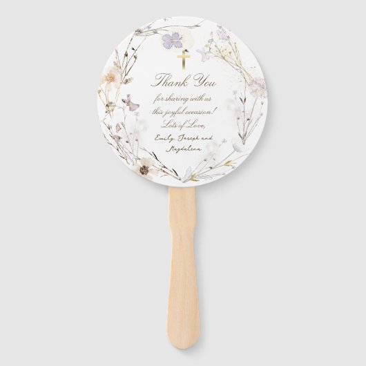 繊細な10本の野生の花のバプテスマ ハンドファン (裏面)