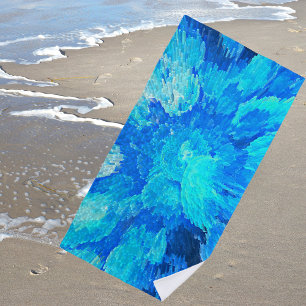 繊細な、海に浮かぶ生物 – 抽象芸術 ビーチタオル