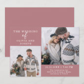 繊細な| 2枚の写結婚真 招待状 (正面/裏面)