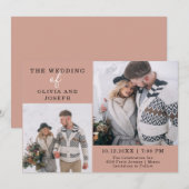 繊細な| 2枚の写結婚真 招待状 (正面/裏面)