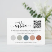 繊細なQRコード結婚のカラーパレット衣装カード エンクロージャーカード (スタンド正面)