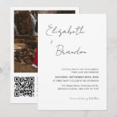繊細なQRコードRSVP結婚の写真 招待状 (正面/裏面)