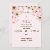 繊細エレガントでロマンチック、このフローラ結婚 招待状 (正面/裏面)