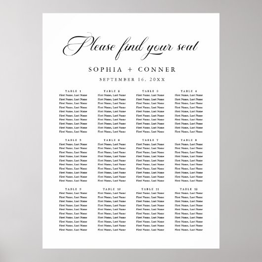 繊細エレガントなス結婚クリプトの座席表 ポスター (正面)