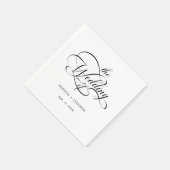 繊細エレガントなス結婚クリプトの白黒 スタンダードカクテルナプキン (角)