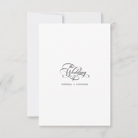 繊細エレガントなス結婚クリプトの白黒 出欠カード (裏面)