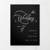 繊細エレガントなス結婚クリプト 三つ折り招待状 (カバー)