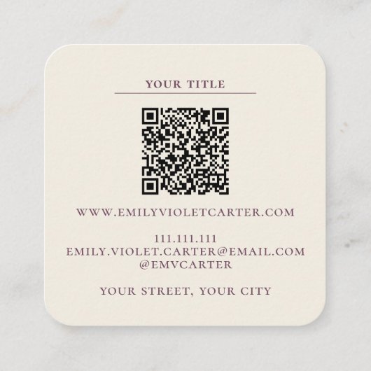 繊細エレガントなフェミニン名刺 スクエア名刺 (裏面)