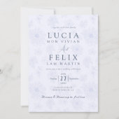 繊細エレガントな埃っぽい青い影のフローラ結婚の 招待状 (正面)