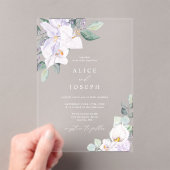 繊細エレガントな水彩花結婚の花 アクリル招待状 (インサイチュ (ポータブル))