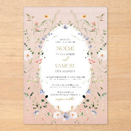 繊細エレガントな水彩野結婚花 アクリル招待状