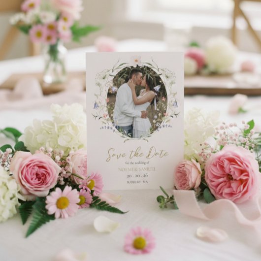 繊細エレガントな水彩野結婚花 セーブザデート