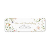 繊細エレガントな水彩野結婚花 ラベル (正面)