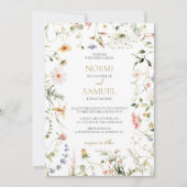 繊細エレガントな水彩野結婚花 招待状 (正面)