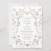 繊細エレガントな水彩野結婚花 招待状 (正面)