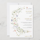 繊細エレガントな水彩野結婚花 招待状 (正面)