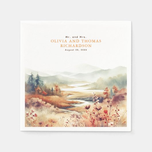 繊細エレガントな秋自然 スタンダードカクテルナプキン (正面)