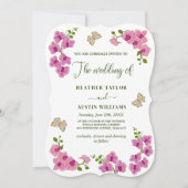 繊細エレガントな紫の蘭ボヘミアン植物学 招待状 (正面)