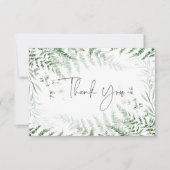 繊細エレガントな緑の結婚シダ サンキューカード (正面)