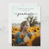 繊細エレガントな脚本写真卒業パーティー 招待状 (正面)