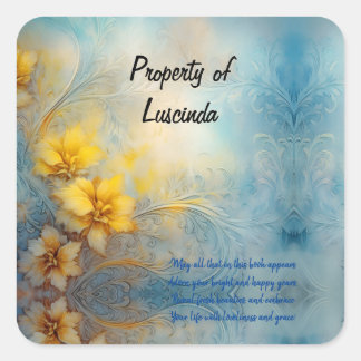 繊細エレガントな銘板/蔵書票 スクエアシール