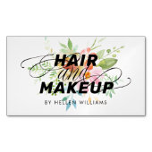 繊細カラフルな花ブーケ髪&メイクアップ マグネット名刺 (正面)