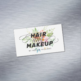 繊細カラフルな花ブーケ髪&メイクアップ マグネット名刺