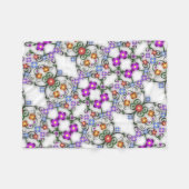 繊細カラフルな花 フリースブランケット (正面(横))