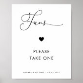 繊細ミニマルなスクリプトとハートファ結婚ンのサイン ポスター (正面)