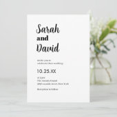 繊細モダンでシックな黒と白結婚の 招待状 (スタンド正面)