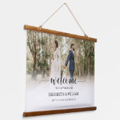 繊細モダンなスクリプ結婚ト写真 吊り下げ型タペストリー (傾斜あり)