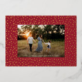 繊細モダンな幾何学模様1枚フォトレッド+金ゴールド 箔シーズンカード (正面)