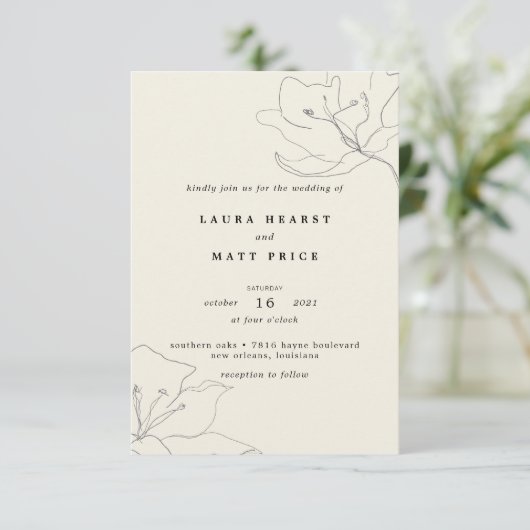 繊細モダンな柔らかい卵の殻のフローラ結婚の 招待状 (スタンド正面)