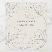 繊細モダンな柔らかい卵の殻フローラ ワインラベル (シングルラベル)