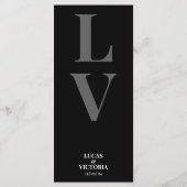 繊細モダンな白黒結婚の メニュー (裏面)