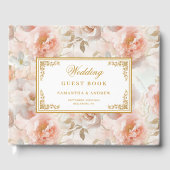 繊細ユニークなパステルピンクの金ゴールド結婚のゲストブック ゲストブック (正面)