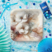 繊細抽象花宇宙 ペーパープレート (パーティー)