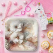 繊細抽象花宇宙 ペーパープレート (パーティー)