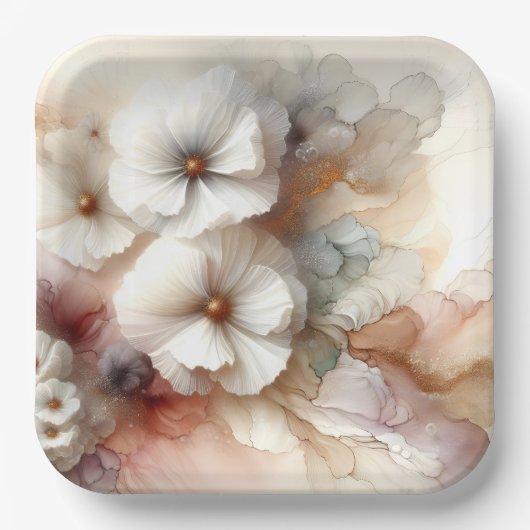 繊細抽象花宇宙 ペーパープレート (正面)