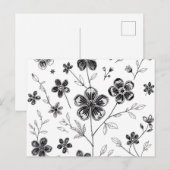 繊細素晴らしな線の花と離れ ポストカード (正面/裏面)