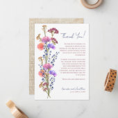 繊細素朴なアクリルフローラ写真ありがとう ノートカード (正面/裏面インサイチュ)