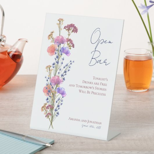 繊細素朴なアクリルフローラ結婚のオープンバー 台座サイン (インサイチュ)