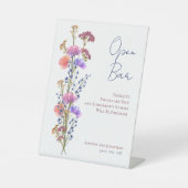 繊細素朴なアクリルフローラ結婚のオープンバー 台座サイン (正面)