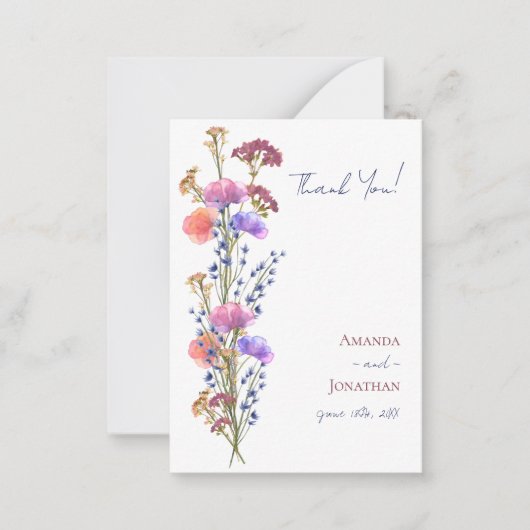 繊細素朴なアクリルフローラ結婚の感謝 ノートカード (正面)