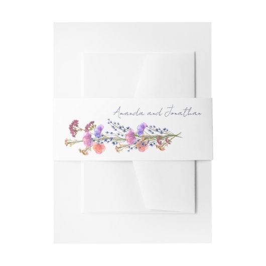 繊細素朴なアクリルフローラ結婚ブーケ 招待状ベリーバンド (正面例)