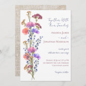 繊細素朴なアクリルフローラ結婚ブーケ 招待状 (正面/裏面)