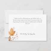 繊細素朴なブルゴーニュの錆び紅葉結婚ズ サンキューカード (裏面)